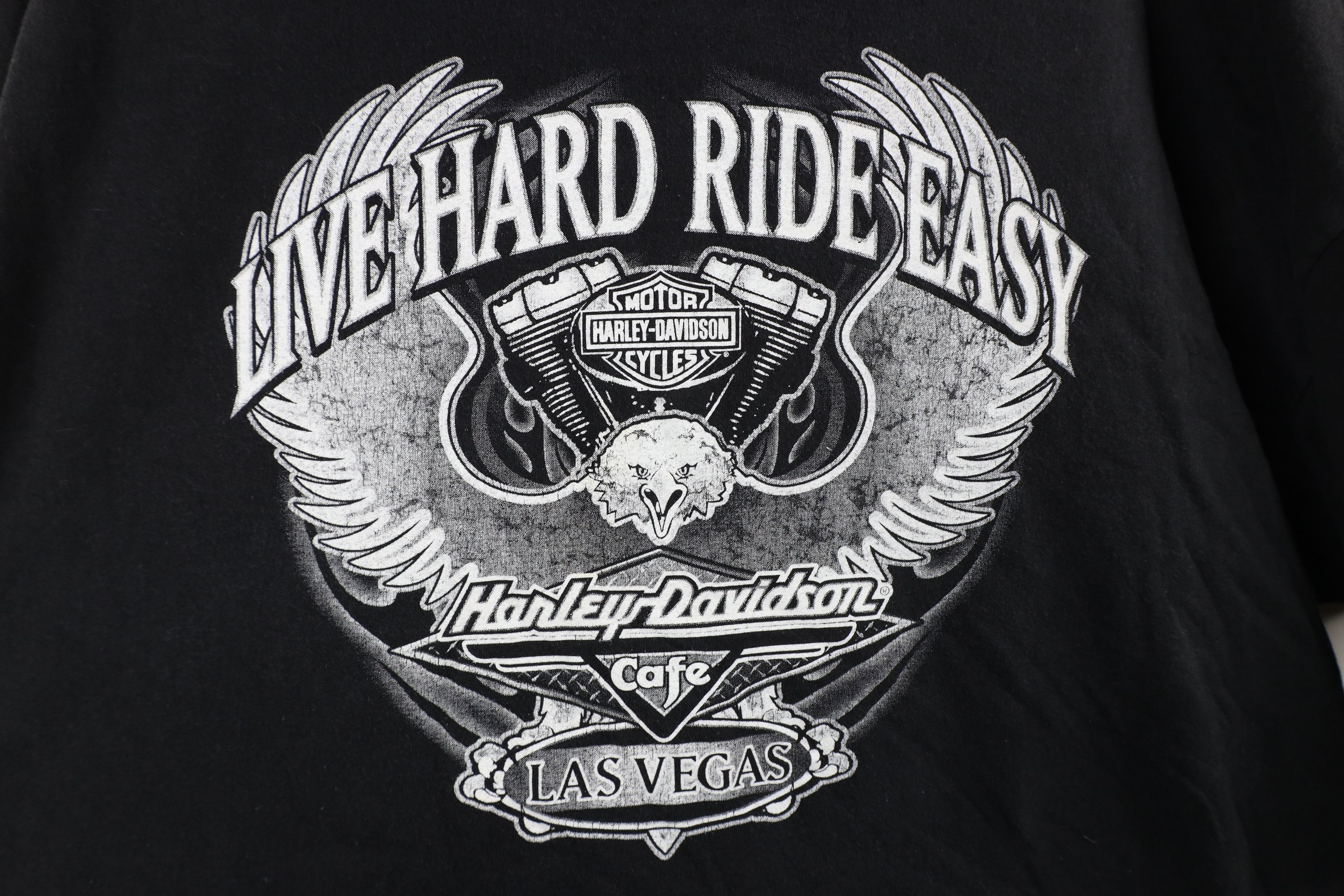 Harley Davidson × Vintage Vintage Y2K Harley Davidson Cafe Eagle Las Vegas T-Shirt Size US XL / EU 56 / 4 - 4 Thumbnail