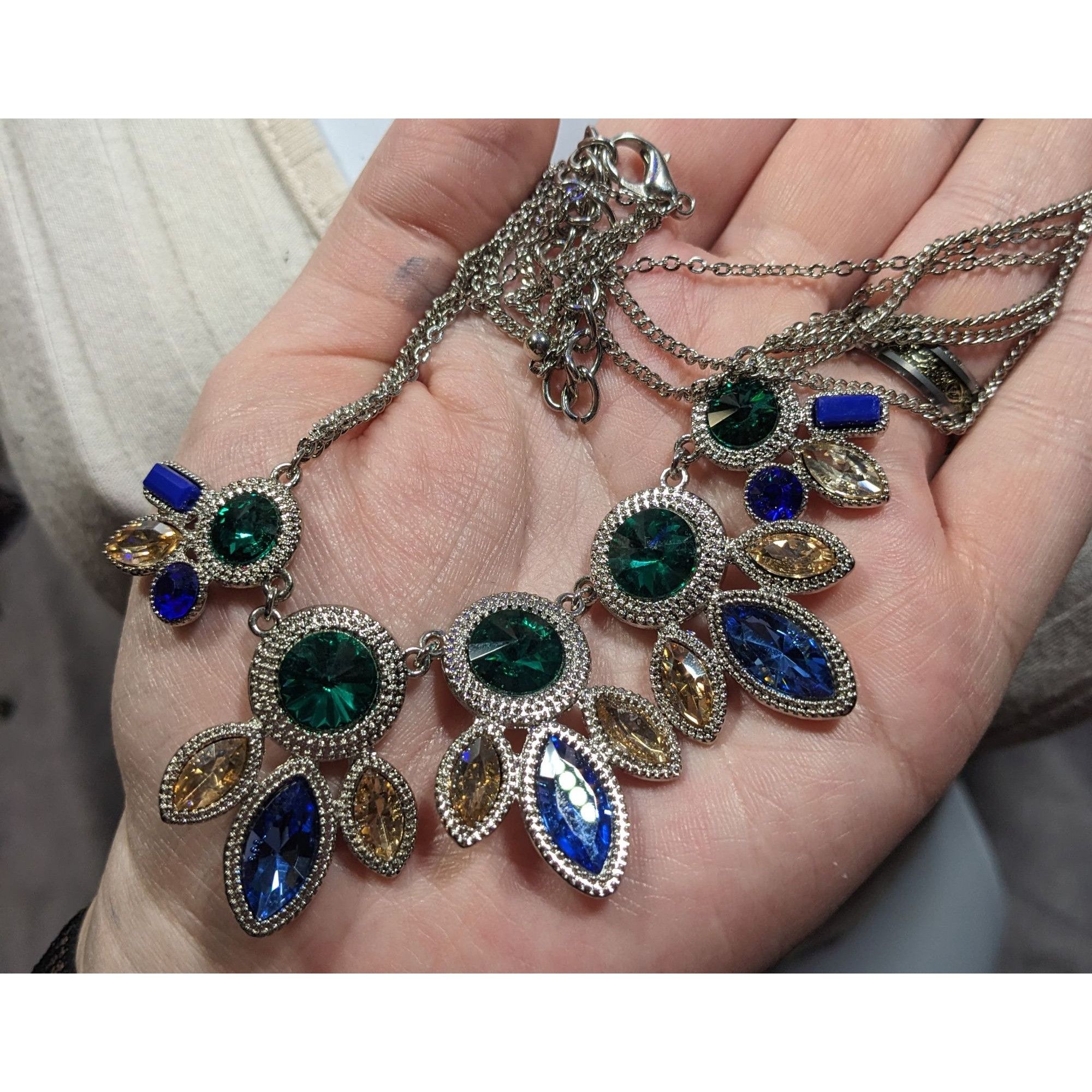 Other Elegant Jewel Tone Mermaidcore Gemmed Statement Necklace Size ONE SIZE - 3 Thumbnail