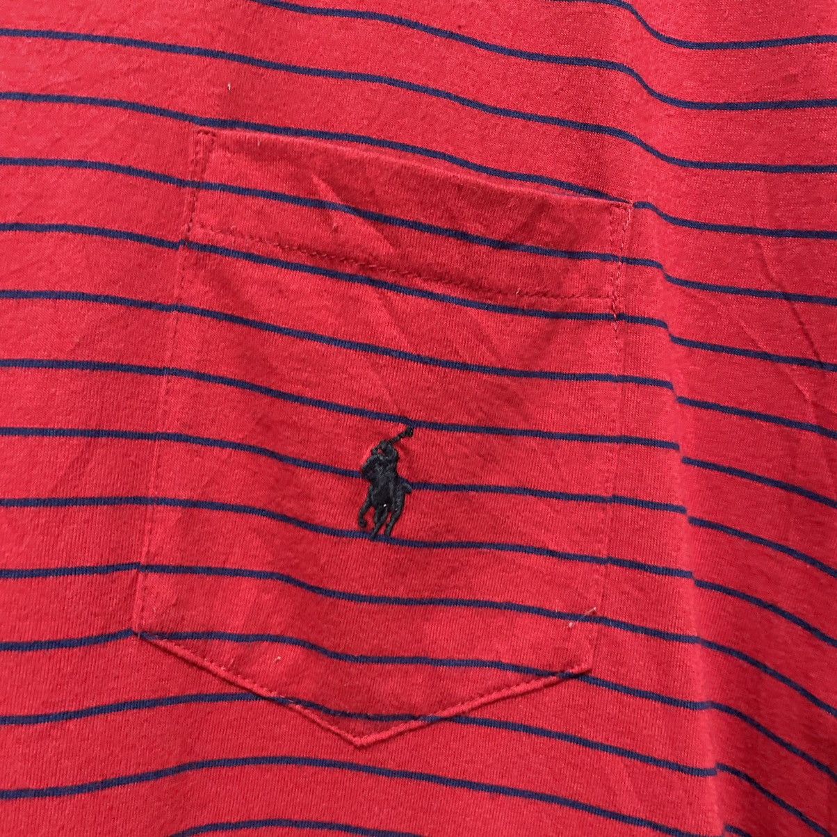Polo Ralph Lauren × Vintage 90s Polo RL Single Pocket Stripes T Shirt Size US XXL / EU 58 / 5 - 2 Thumbnail