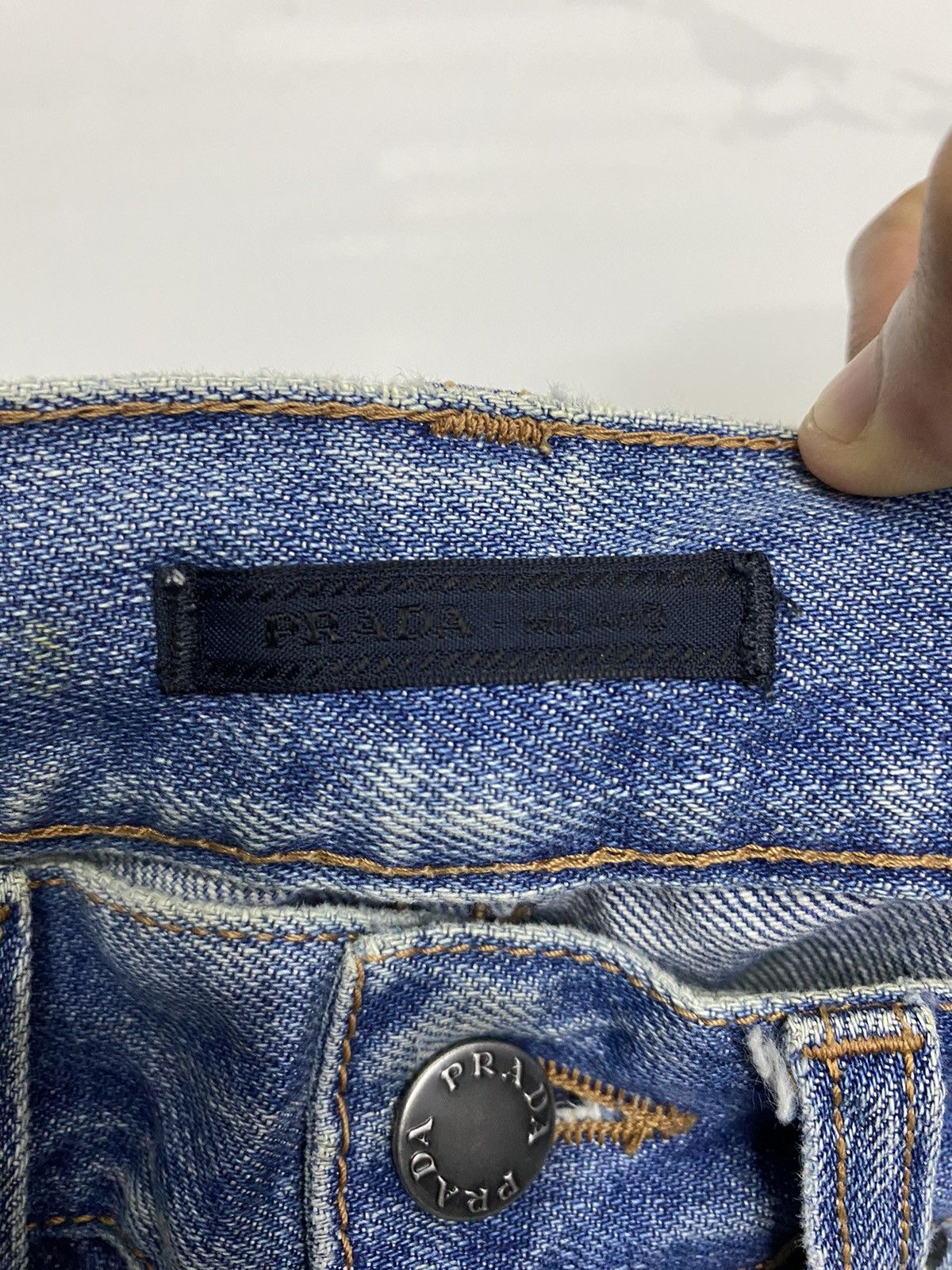 Prada 🔥VINTAGE PRADA DISTRESSED DENIM TAPERED LEG Size US 29 - 12 Thumbnail