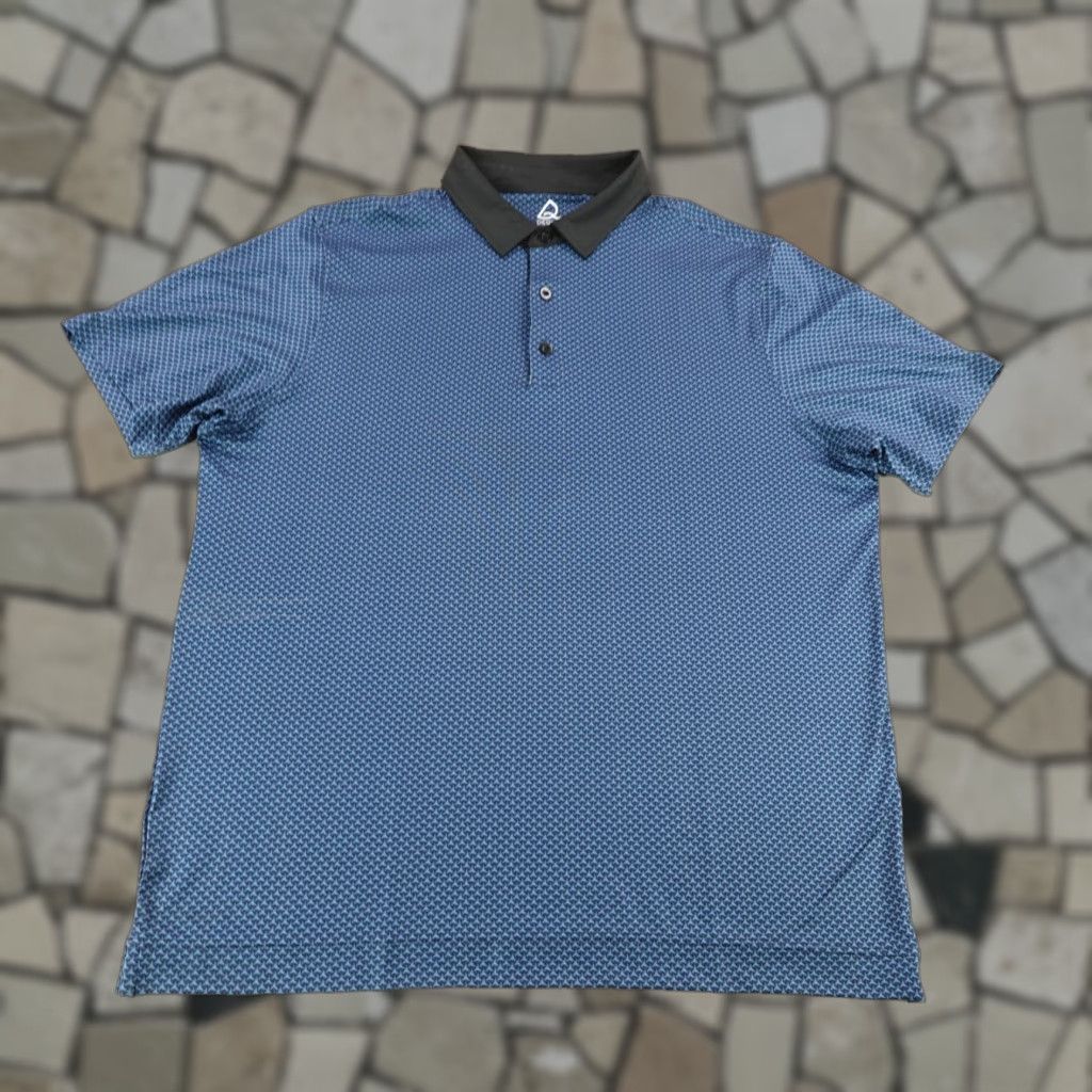 Vintage Deolax Polo Shirt Mens XL Blue Geometric Abstract Performance Flex Golf Golfer Size US XL / EU 56 / 4 - 1 Thumbnail