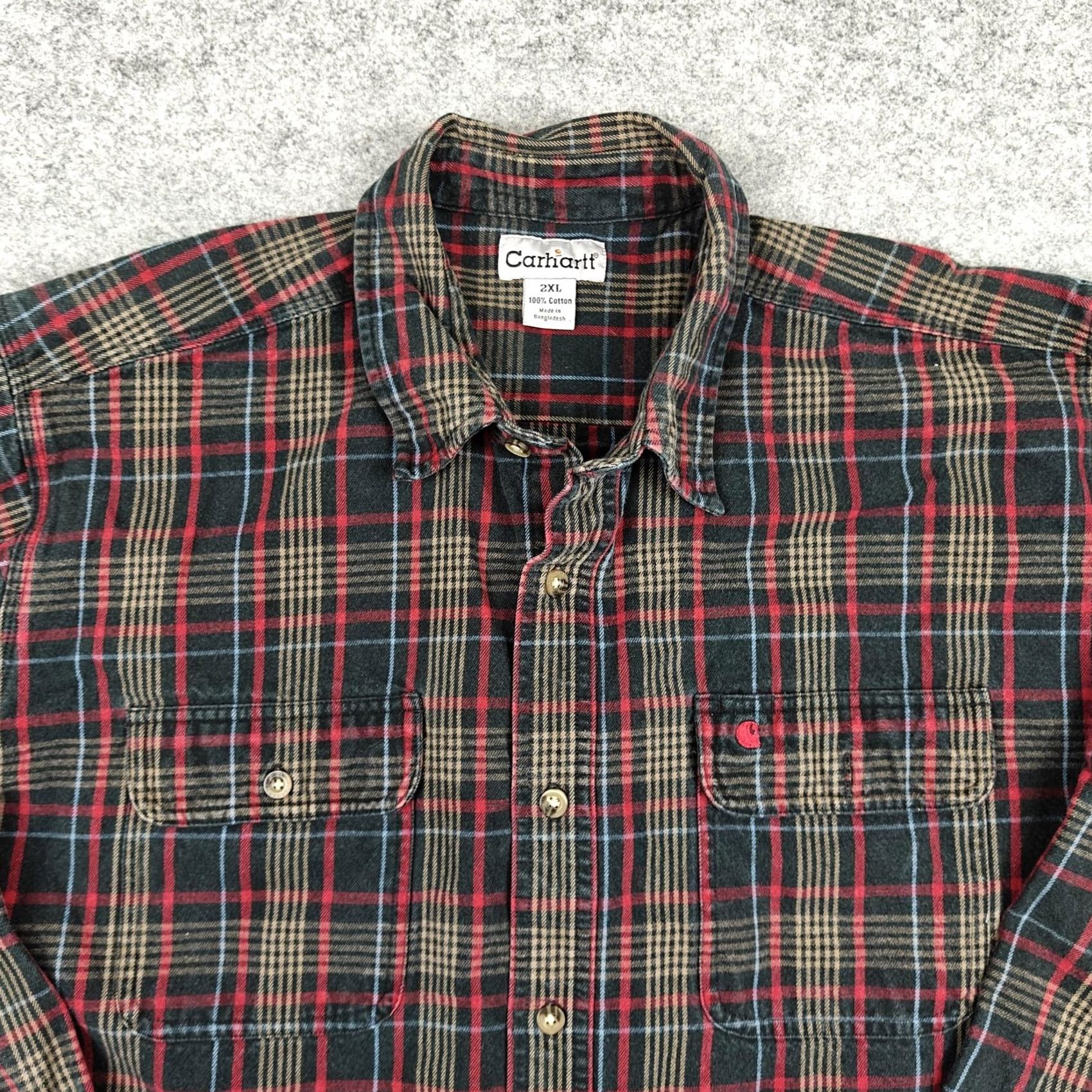 Carhartt VINTAGE Carhartt Shirt Mens 2XL Black Plaid Cotton Long Sleeve Button Up Size US XXL / EU 58 / 5 - 2 Thumbnail