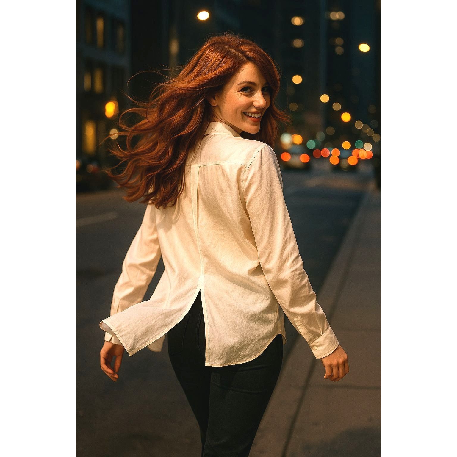 Other Moda International Large Ivory Sheer Silk Blouse Slit Back C Size L / US 10 / IT 46 - 5 Thumbnail