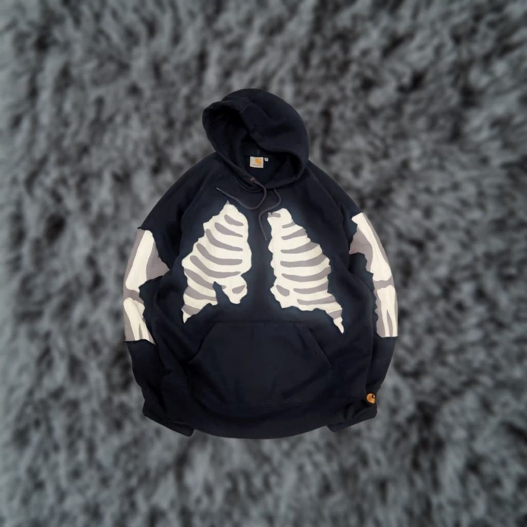 Carhartt VINTAGE Carhartt Skeleton Hoodie Baggy Fit blue Shirt Hoodie Mens L Blue 90s Grunge Retro Size US L / EU 52-54 / 3 - 1 Thumbnail
