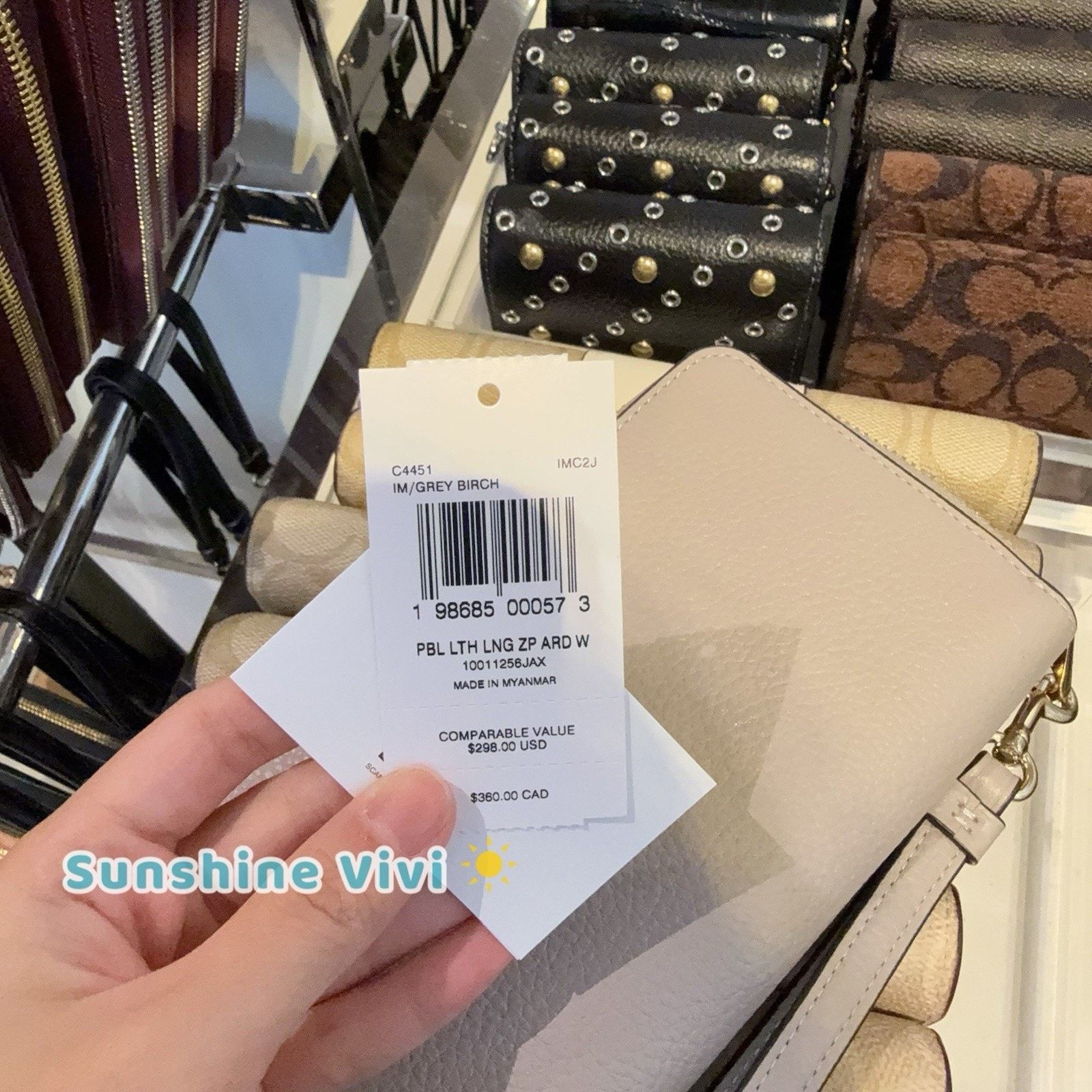 Coach NWT Coach Long Zip Around Wallet Leather C4451 IM/GREY BIRCH Size ONE SIZE - 6 Thumbnail