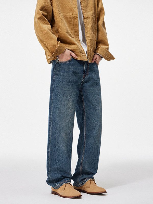 Japanese Brand Men's Japanese Retro Wide-Leg Washed Casual Straight Jeans Size US 32 / EU 48 - 1 Thumbnail