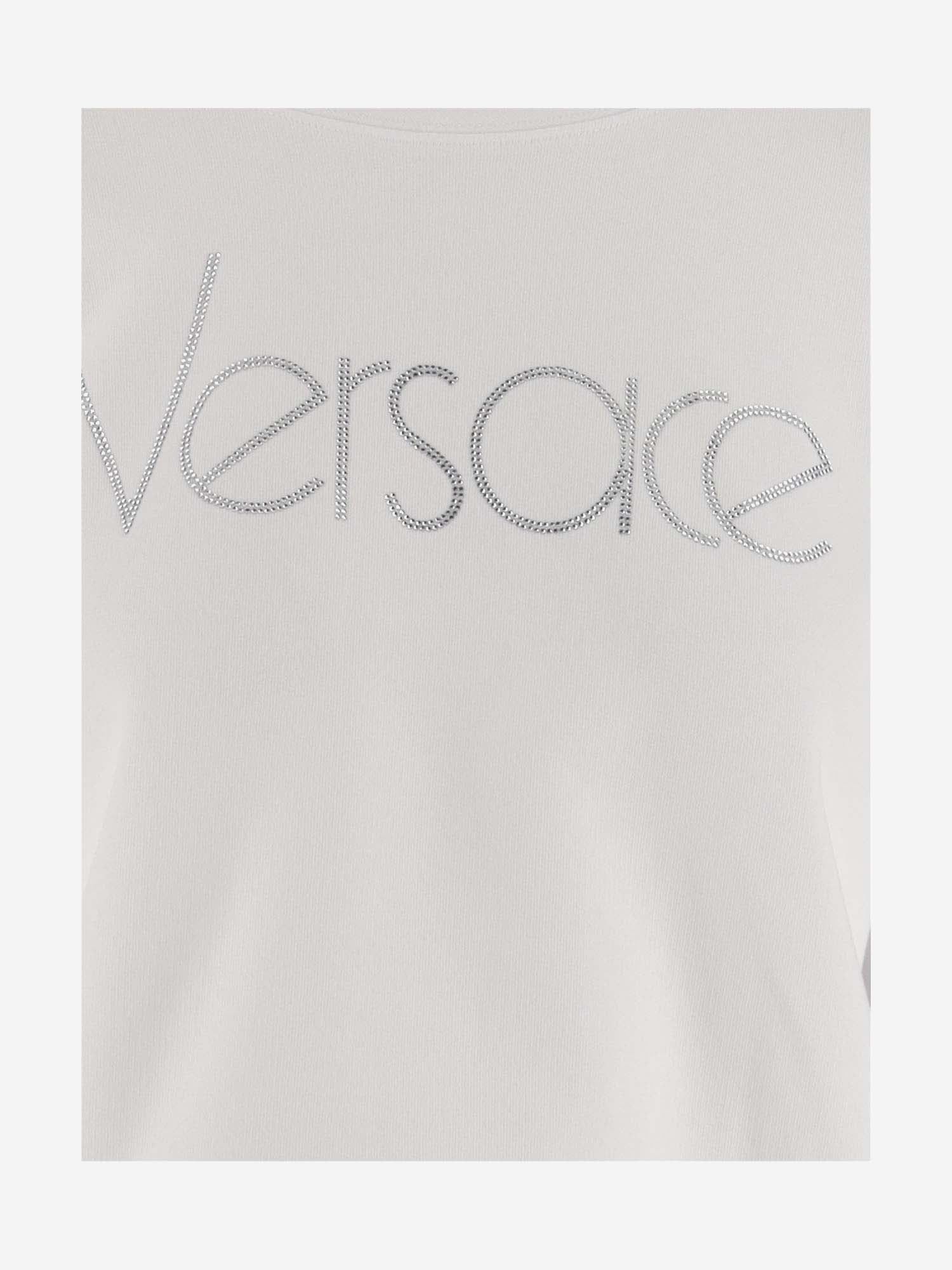 Versace o1s22i1n1024 Rhineston Cropped Sweatshirt in White Size S / US 4 / IT 40 - 3 Thumbnail