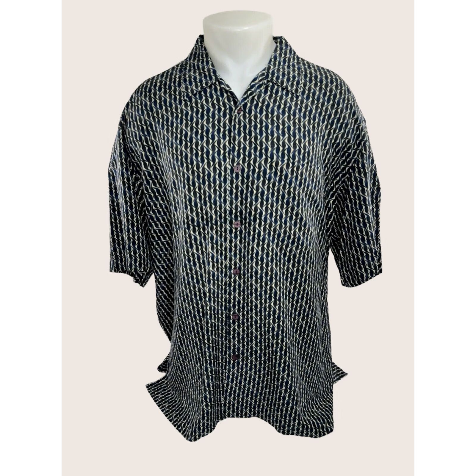 Vintage JHANE BARNES - 100% SILK Geometric Mens XL Shirt Size US XL / EU 56 / 4 - 1 Thumbnail