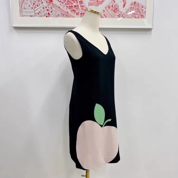 Moschino Moschino Black Apple Print 36 Women's Dress Size S / US 4 / IT 40 - 3 Thumbnail