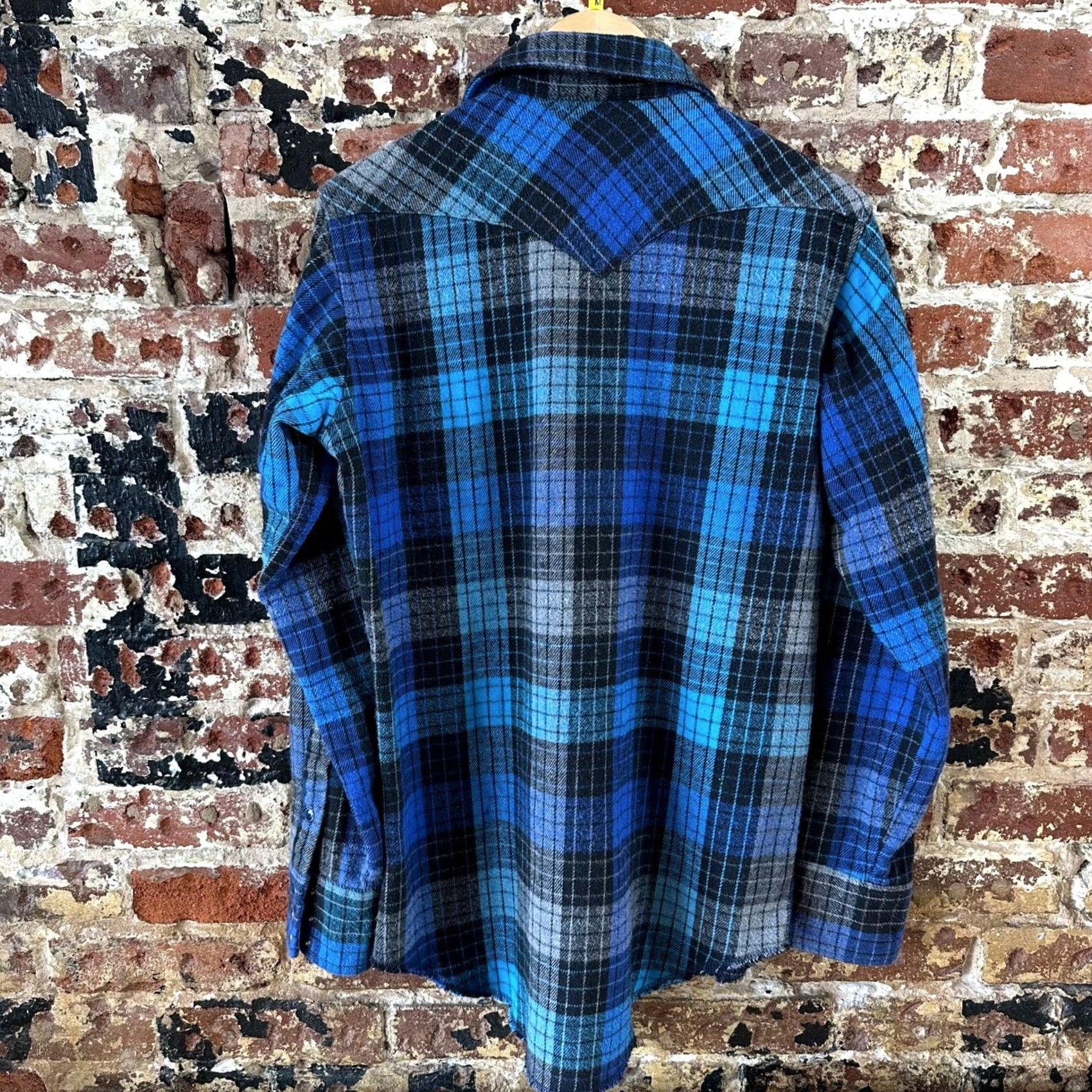 Wrangler VINTAGE Wrangler Flannel Western Shirt Pearl Snap Long Sleeve Blue Plaid M Size US M / EU 48-50 / 2 - 6 Thumbnail