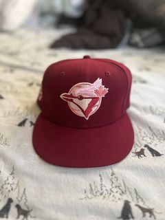 Exclusive Fitted New Era 7 1/2 Toronto Blue Jays Hat Pinky UV MLB Burgundy  Brown