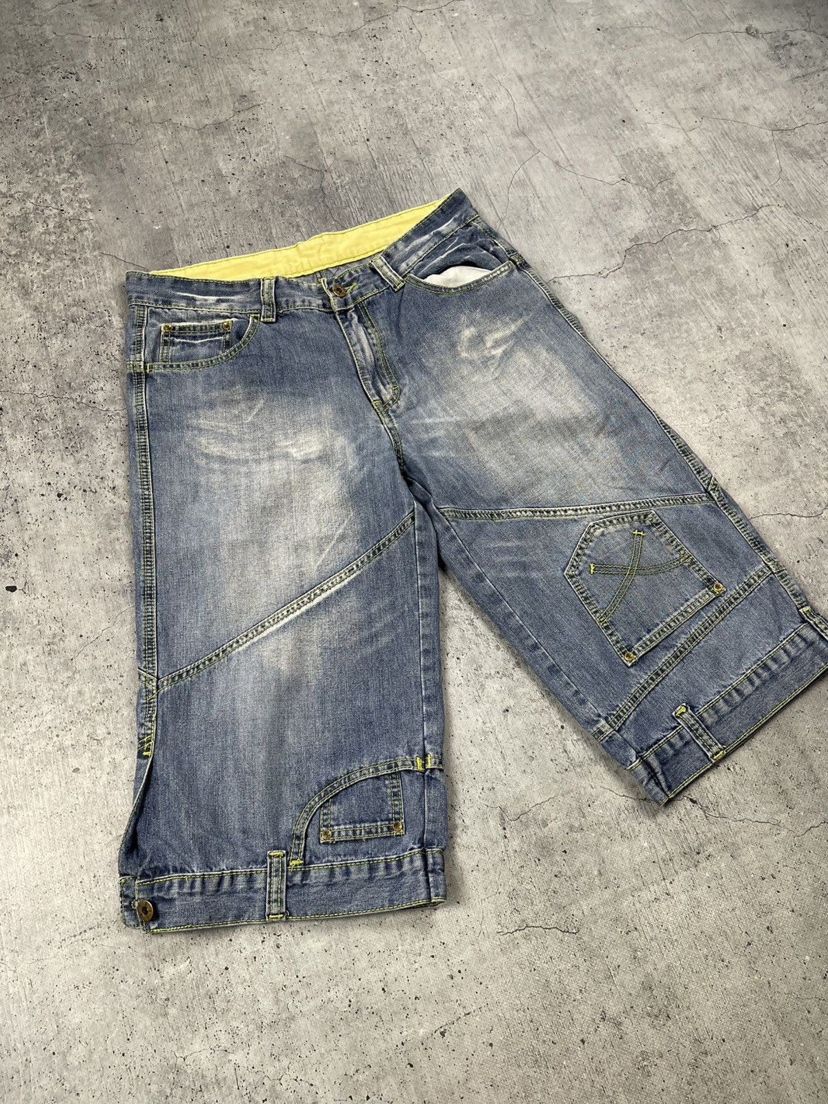 Japanese Brand × Seditionaries JAPANES Indigo Blue Multipocket Cargo Denim Crop Short Jean Size US 34 / EU 50 - 4 Thumbnail