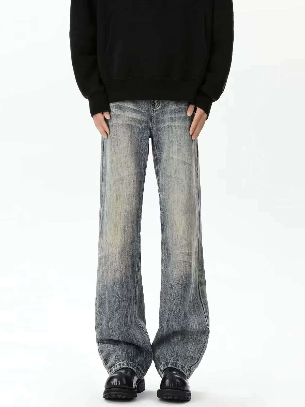 Japanese Brand × Jean American retro washed distressed loose straight jeans Size US 32 / EU 48 - 1 Thumbnail