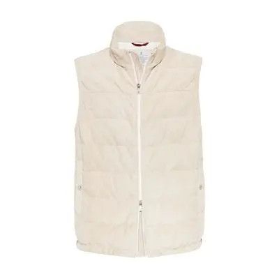 Brunello Cucinelli o1gr1nt0525 Padded Suede Down Vest in Medium Brown Size US L / EU 52-54 / 3 - 1 Preview