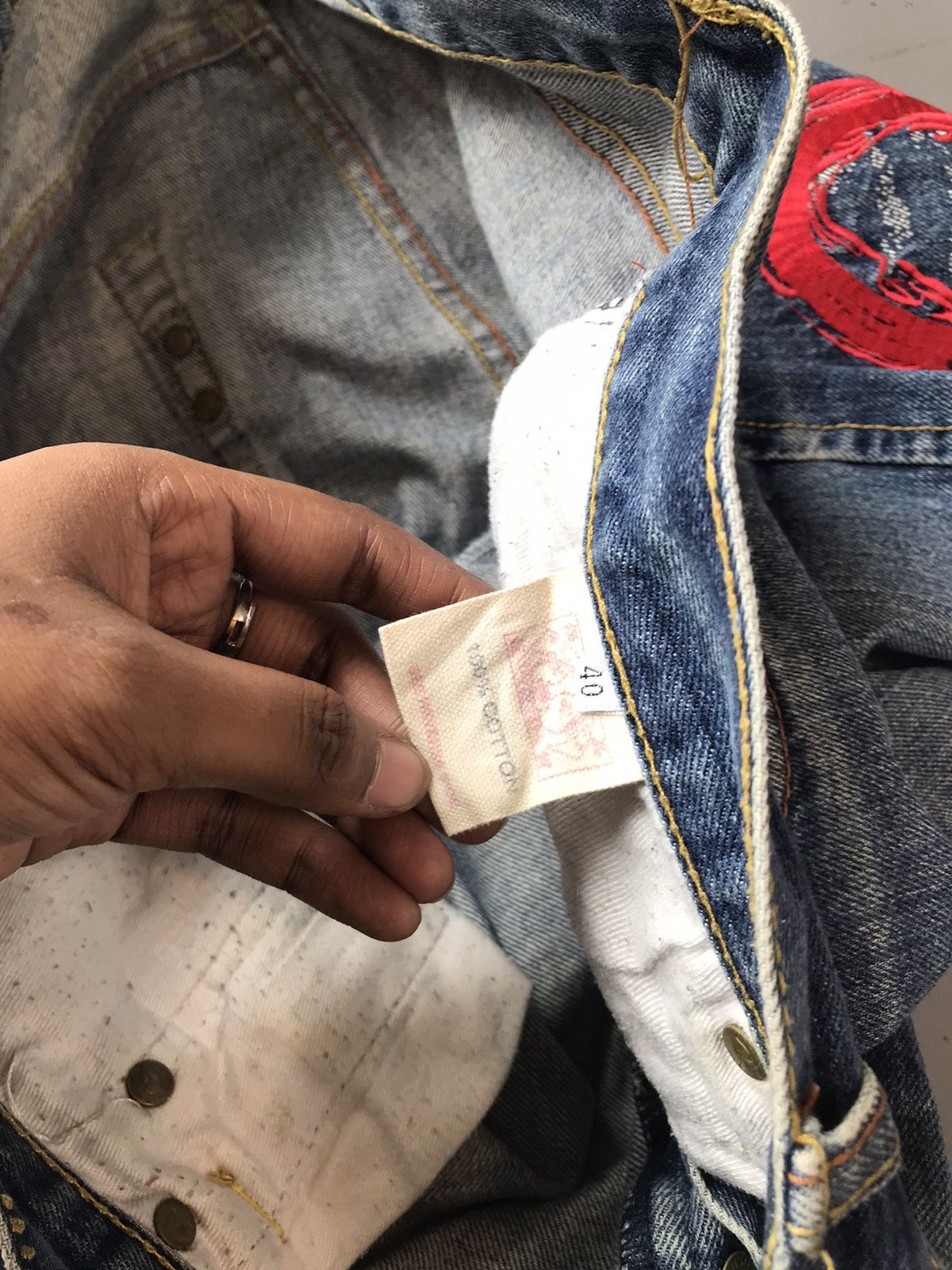 Japanese Brand × Vintage Vintage Evisu inspired seagull embroidered denim Size US 40 / EU 56 - 7 Thumbnail