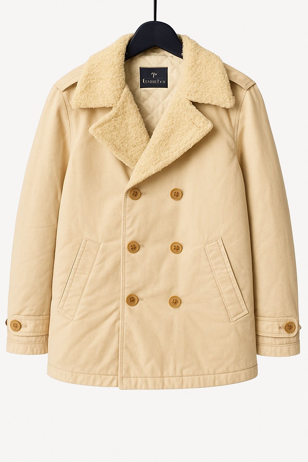 Paul Smith Paul Smith Beige Corduroy Sherpa Collar Double-Breasted Coat Size US M / EU 48-50 / 2 - 1 Thumbnail