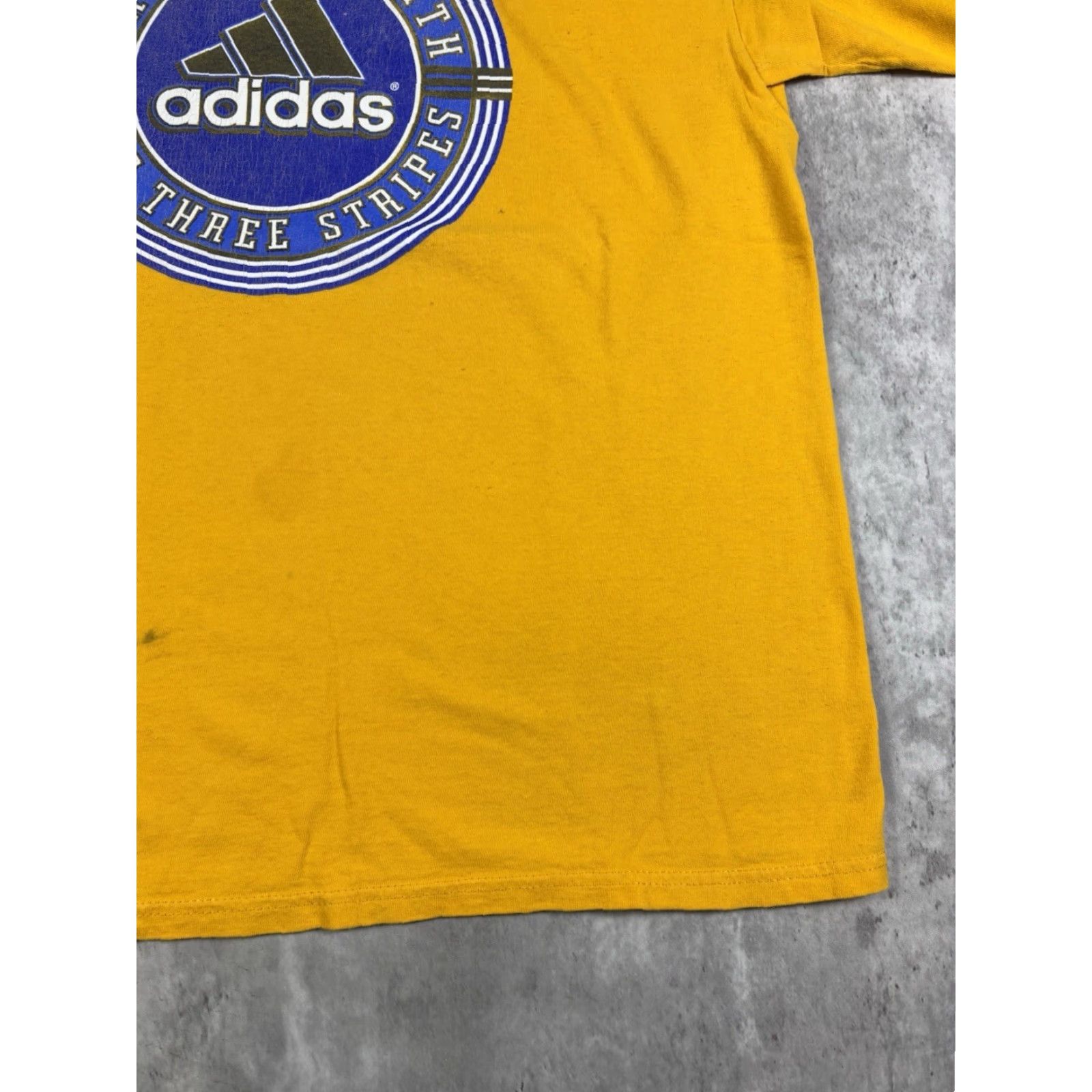 Adidas VINTAGE Adidas Three Stripe Promo T Shirt Mens Yellow L Striped Short Sleeve Crew Neck Cotton 90s USA Batman Backyardigans Beauty and the Beast Size US L / EU 52-54 / 3 - 5 Thumbnail