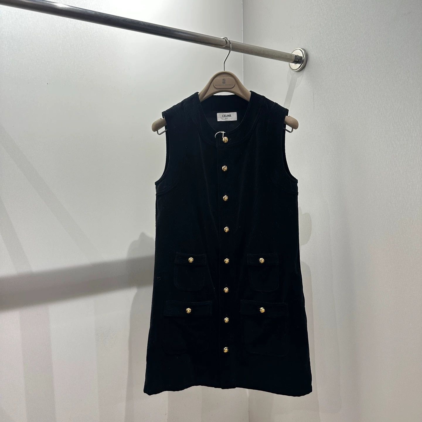 Celine Celine apr69 Sleeveless Velvet Dress Size S Cotton Size S / US 4 / IT 40 - 1 Thumbnail