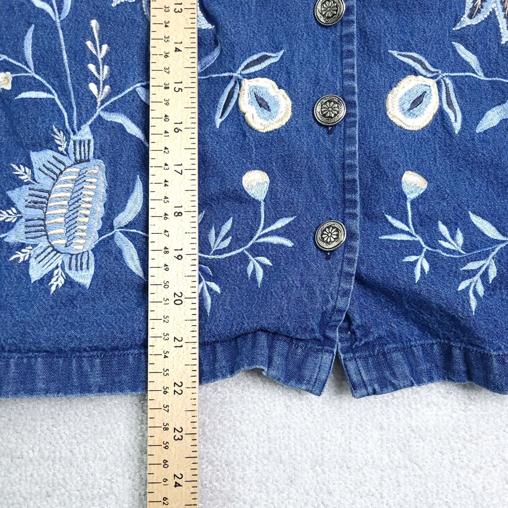 Denime Vtg Maryland Square Denim Jacket Women's Medium Embroidered Floral Button Jean Size 32" / US 10 / IT 46 - 7 Thumbnail