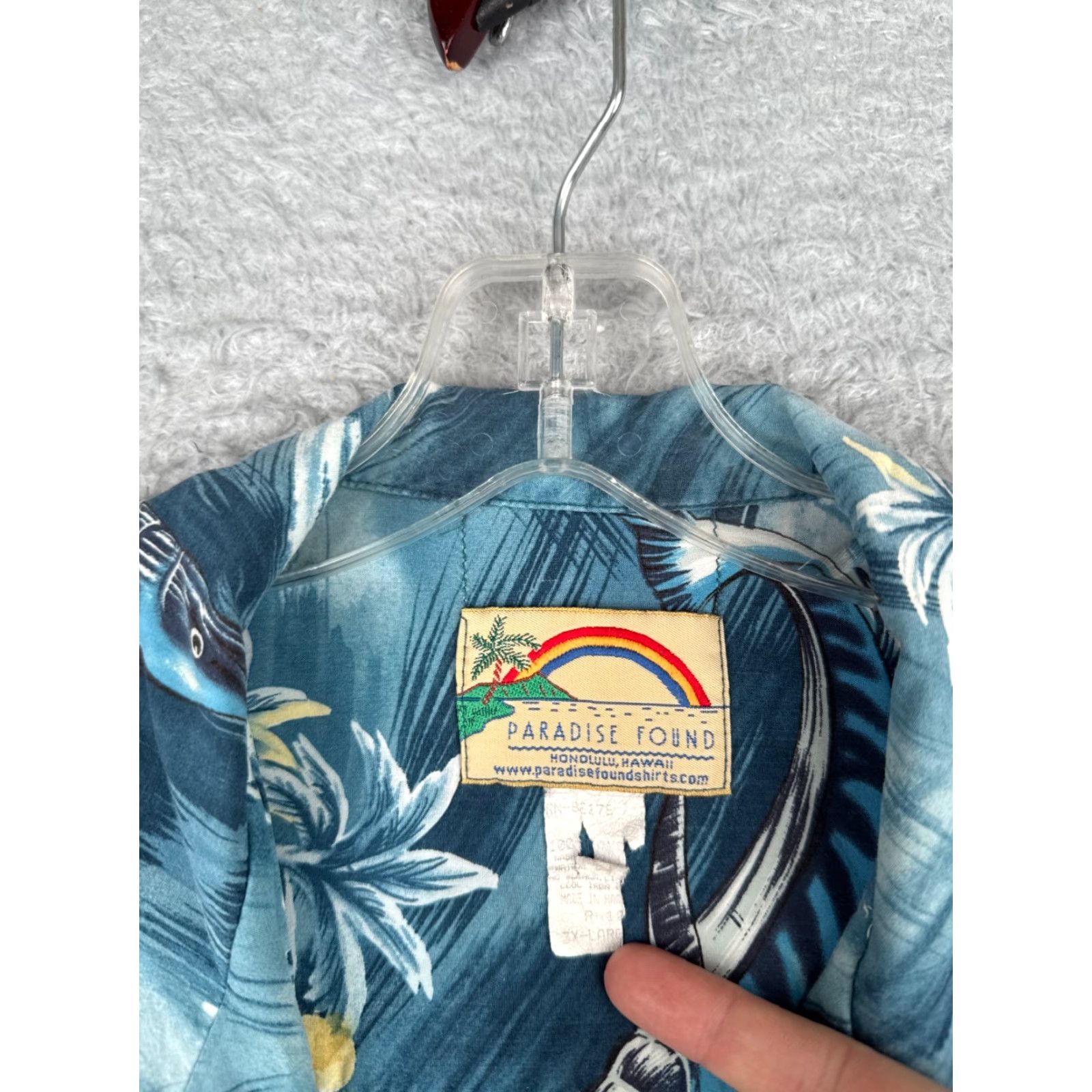 Paradise Found VINTAGE Paradise Found Shirt Men 3XL Blue Hawaiian Palm Floral Short Sleeve Button-Up Size US XXL / EU 58 / 5 - 7 Thumbnail