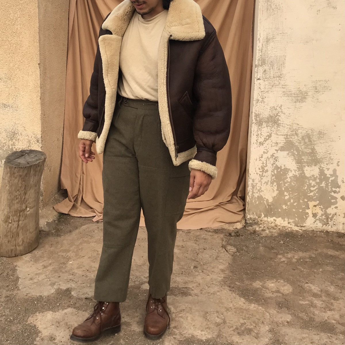 Handmade genuine shearling B3 pure natural sheep skin jacket Size US M / EU 48-50 / 2 - 3 Thumbnail