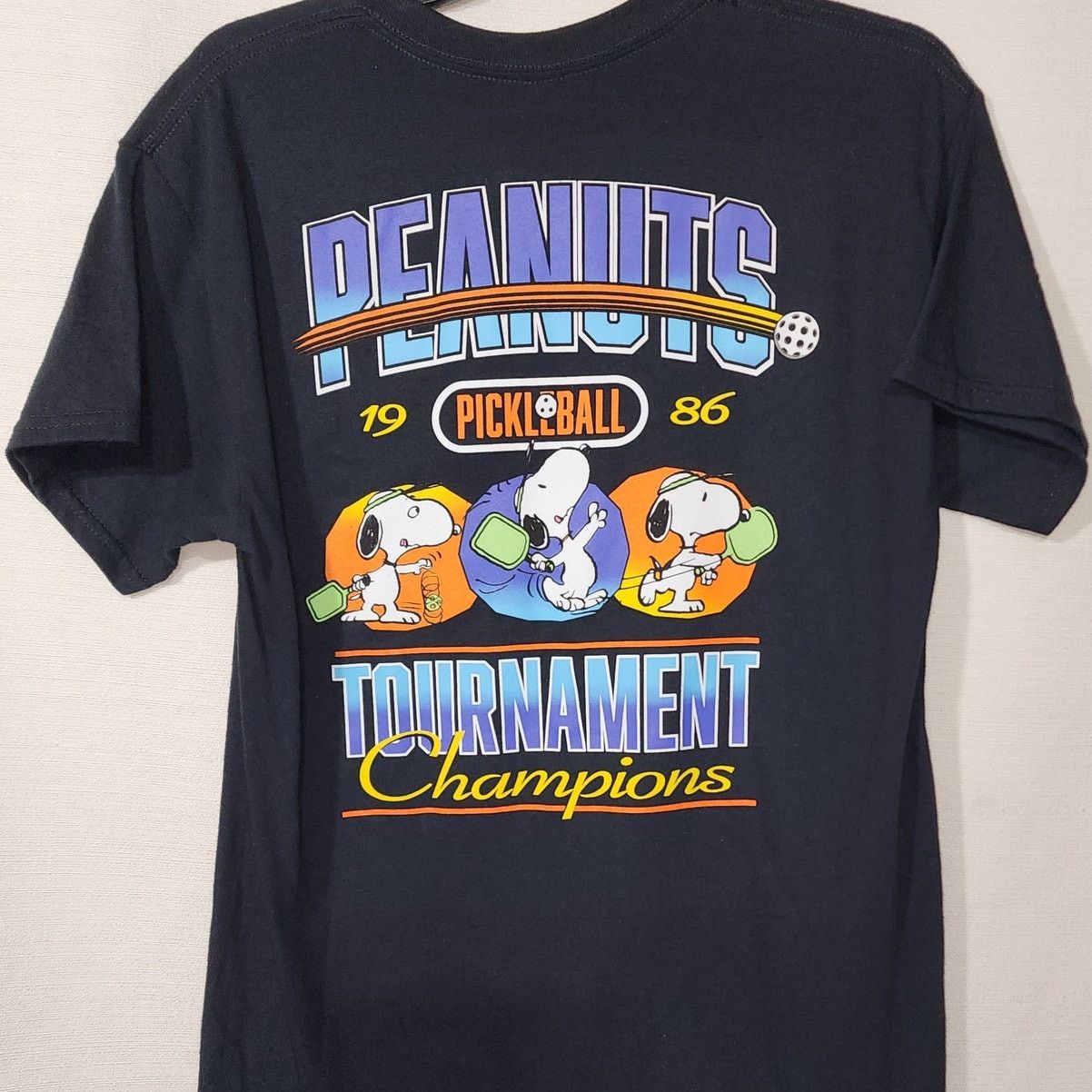 Peanuts Snoopy pickleball 1986 tournament champions men's medium Size US M / EU 48-50 / 2 - 1 Thumbnail
