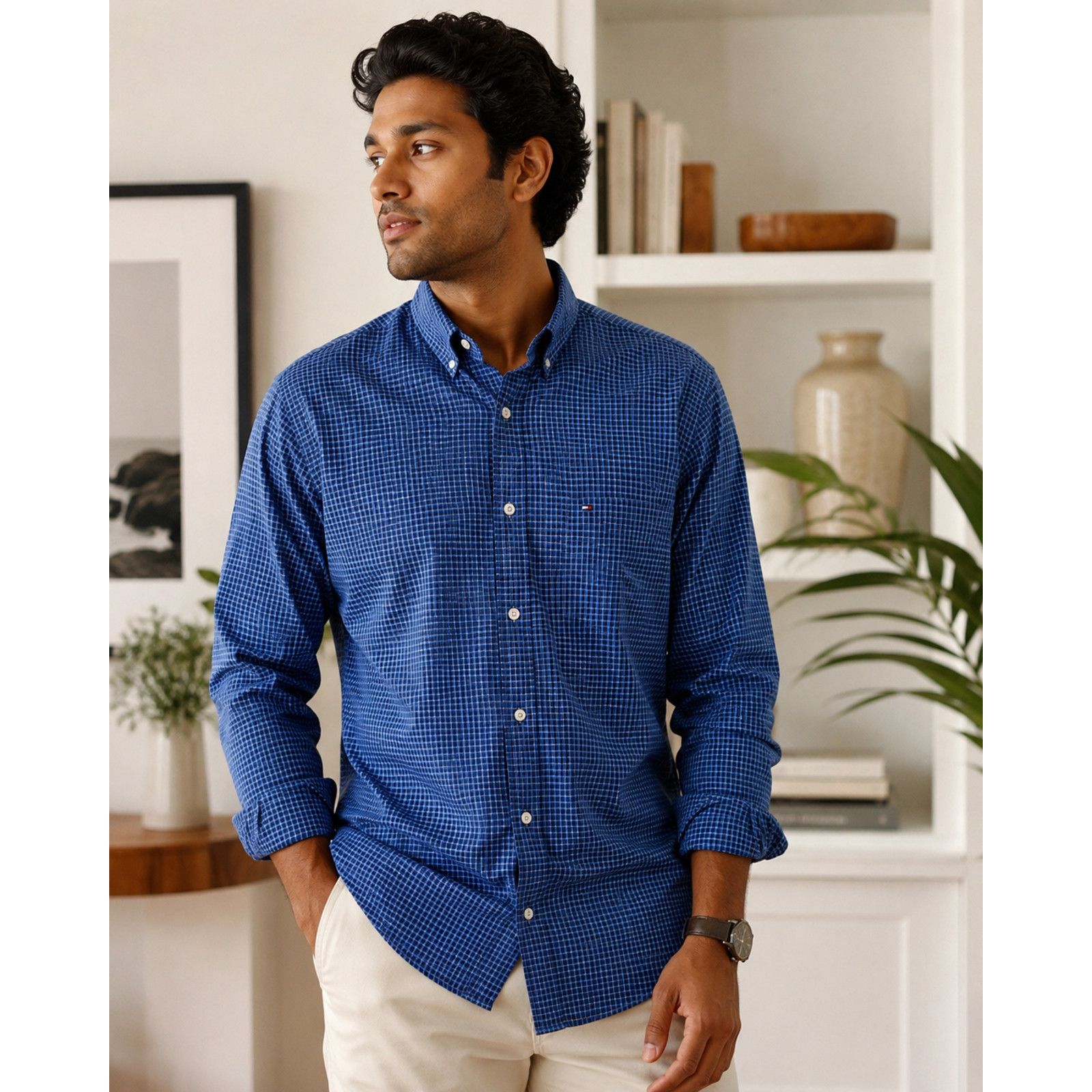 Tommy Hilfiger Tommy Hilfiger Classic Fit Micro Check XL Cotton Blue Size US XL / EU 56 / 4 - 1 Thumbnail