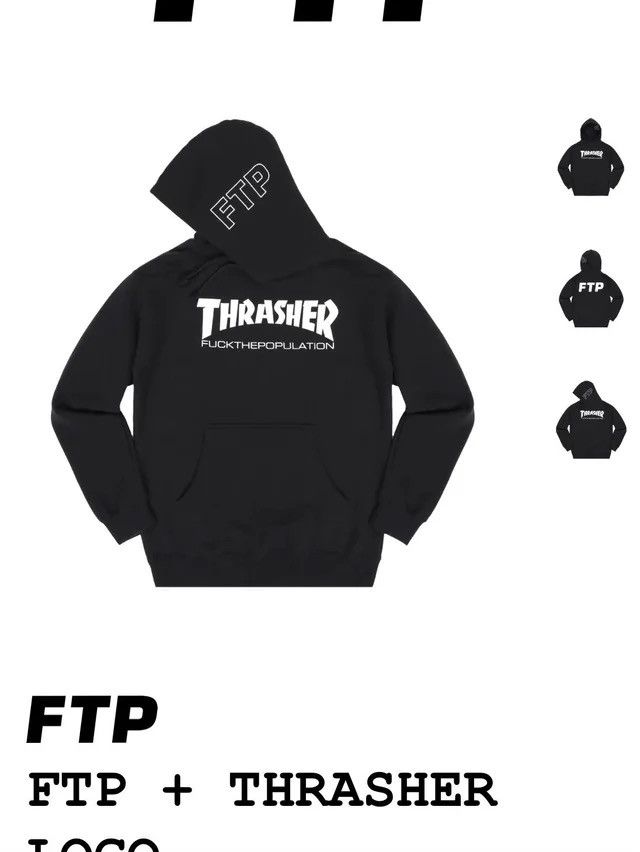 Fuck The Population × Thrasher Ftp thrasher hoodie colab (black) S Size US S / EU 44-46 / 1 - 3 Thumbnail