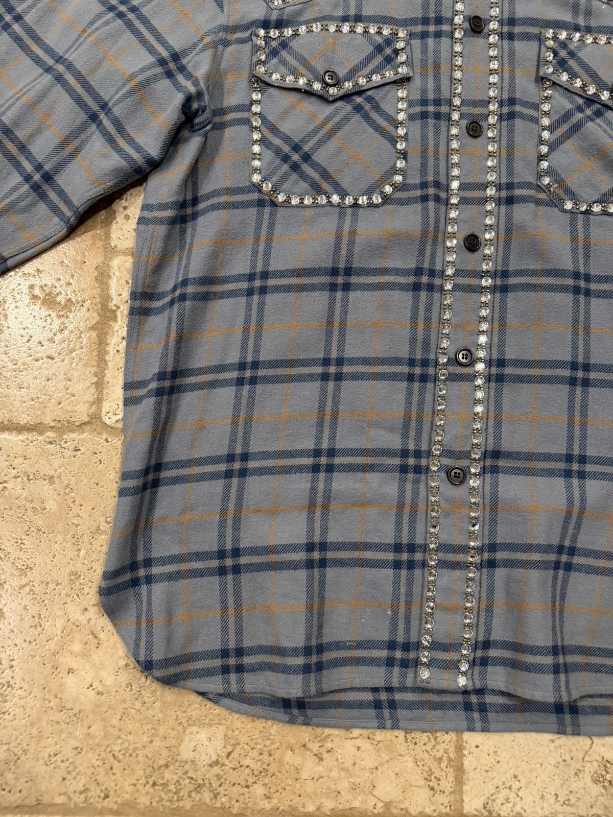 Dries Van Noten Dries Van Noten Carwick Embellsihed Crystals Plaid Shirt Size US L / EU 52-54 / 3 - 8 Thumbnail