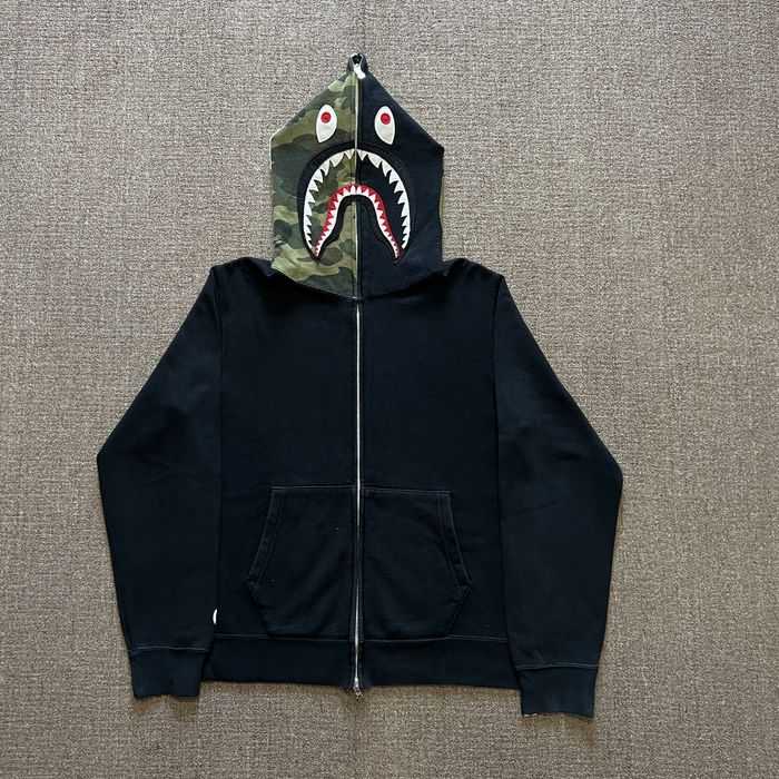 Bape Bape Half Camo Shark Hoodie Grailed