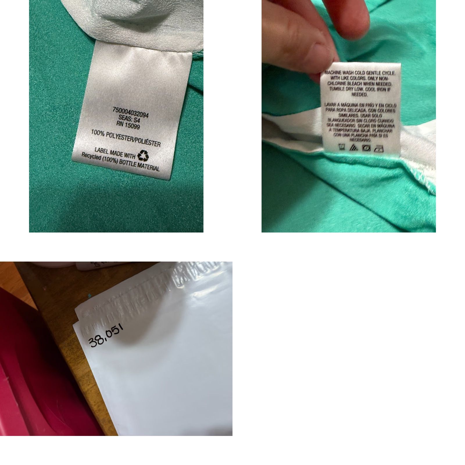 Vintage Metaphor Blouse Women's XL Petite Green White V-neck Long Sleeve Shirt Ladies Regular Fit - Modern Basic Casual - Womens Size XL / US 12-14 / IT 48-50 - 8 Thumbnail