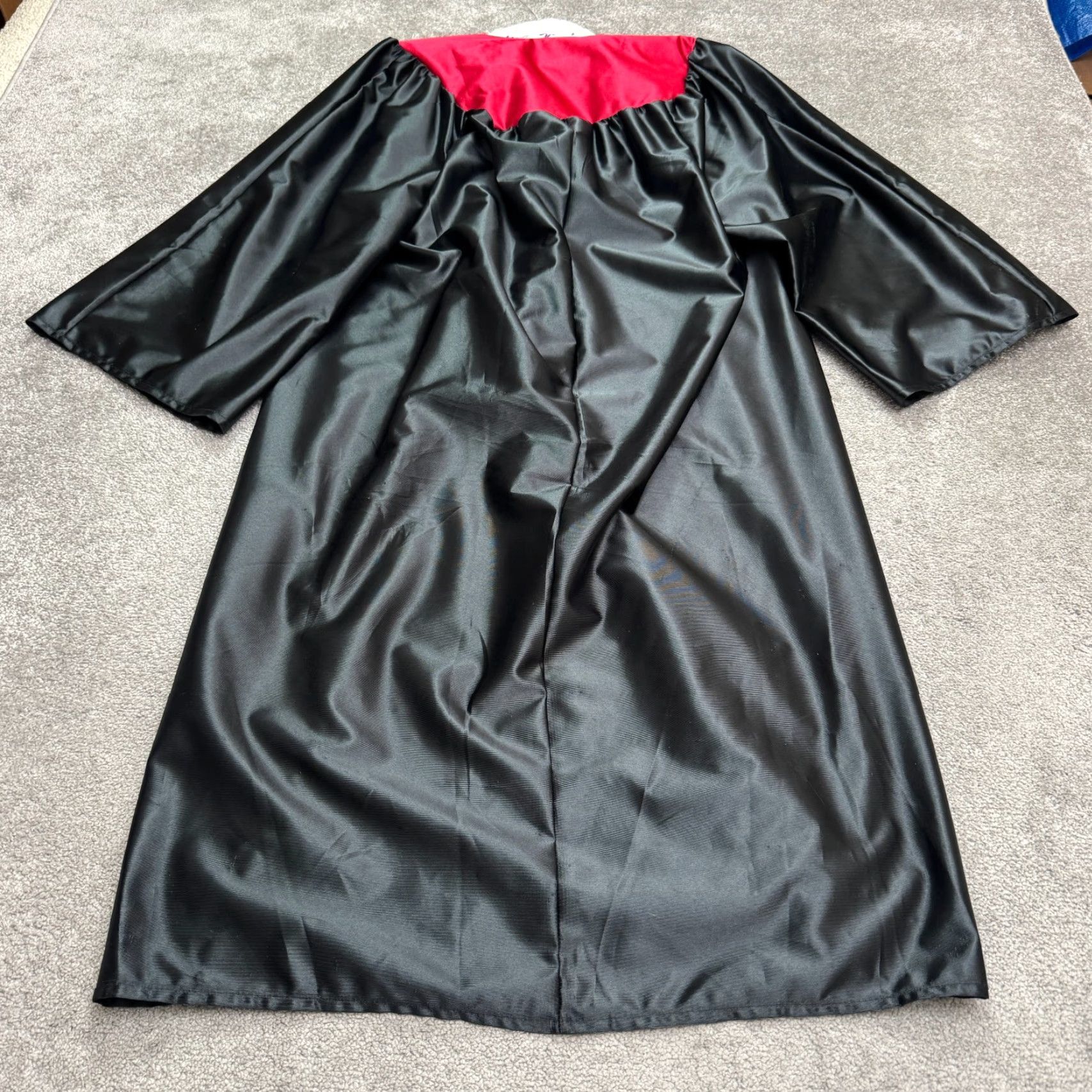Vintage VINTAGE Graduation Satin Robe Gown Unisex Adult Black Red 5'9-5'11 Ceremony Formal Size ONE SIZE - 2 Thumbnail