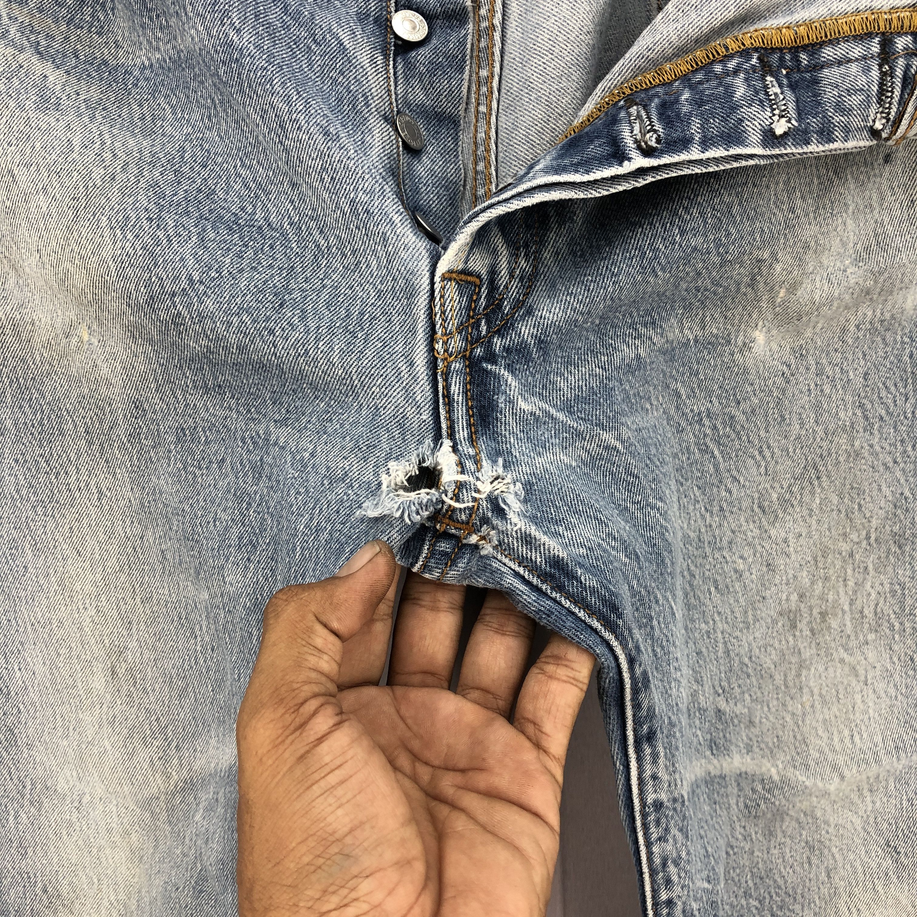 Levi's Y2K Levis 501 Distressed Jeans Levi's Faded Stonewash Denim Size US 34 / EU 50 - 6 Thumbnail