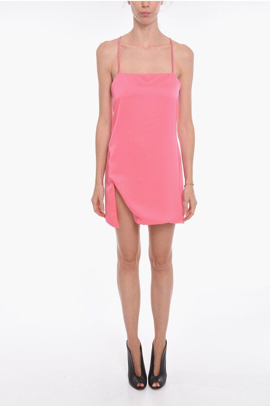 image of The Attico Fujiko Dress With Crystals Application And Side Slit in Pink, Women's (Size Small)
