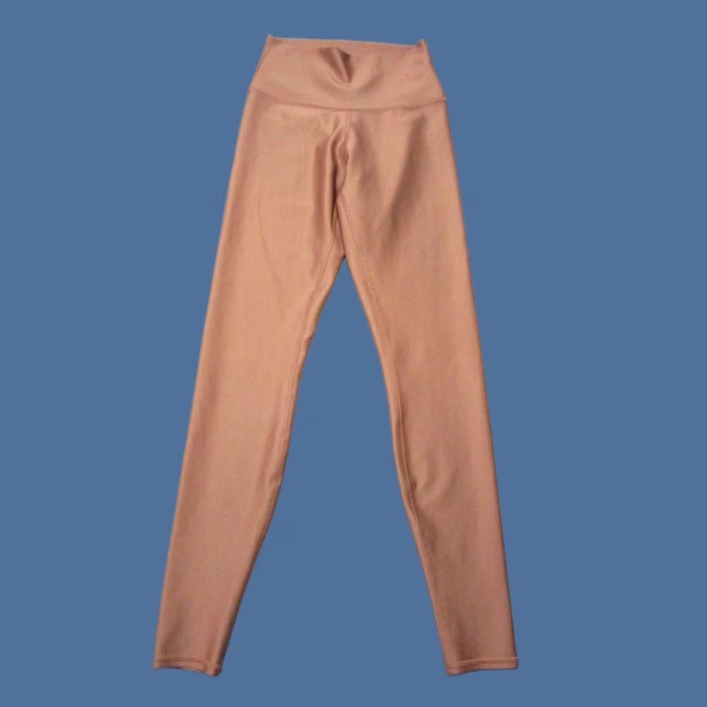Alo Alo Leggings Womens Small Brown Logo Stretch High Waist Running Activewear Size 28" / US 6 / IT 42 - 1 Thumbnail