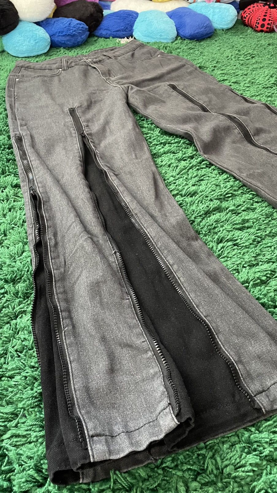 Vintage Flare baggy zipper jeans flared goth Size US 31 - 15 Thumbnail