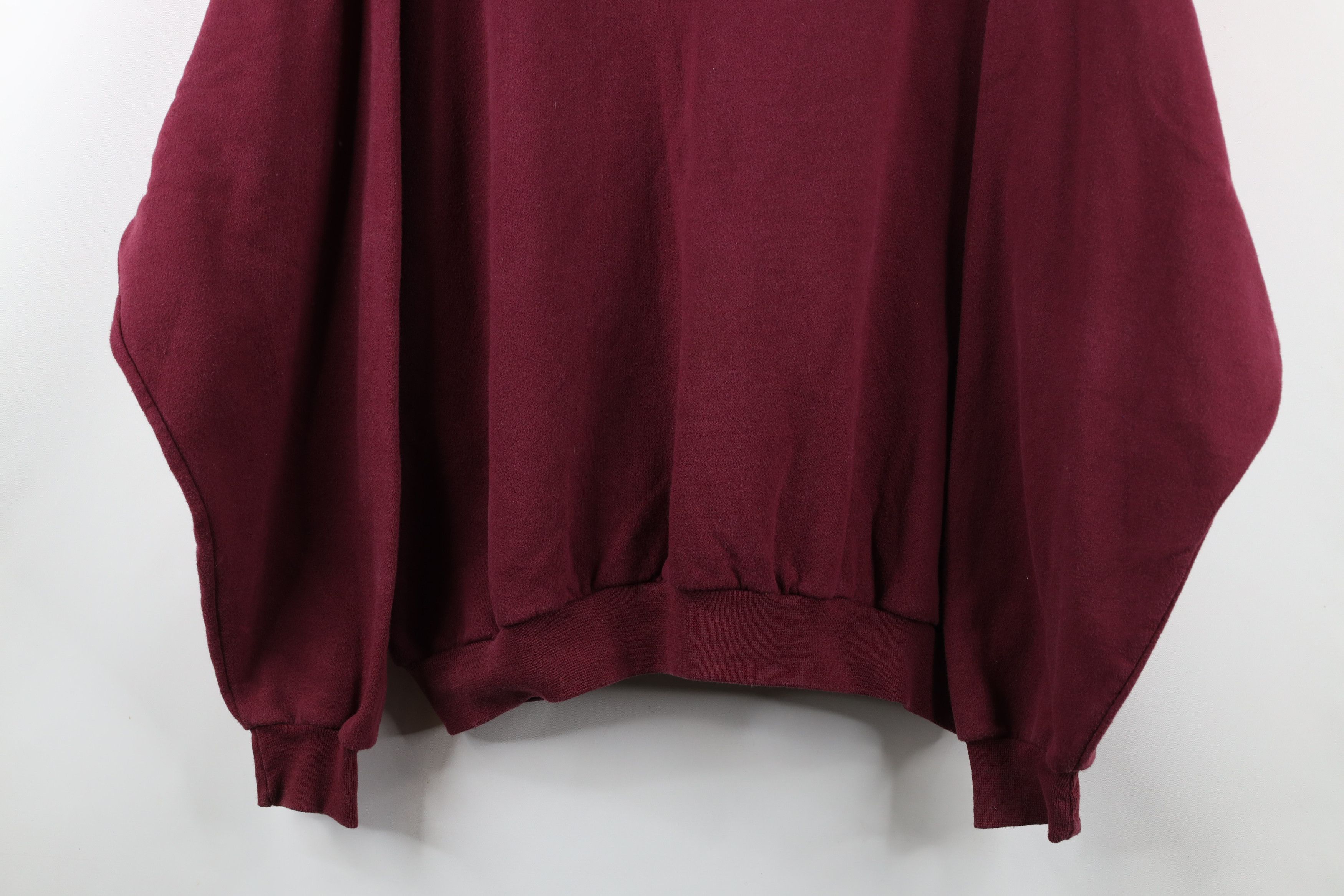 Vintage Vintage 90s Streetwear Blank Crewneck Sweatshirt Maroon Size US XXL / EU 58 / 5 - 3 Thumbnail