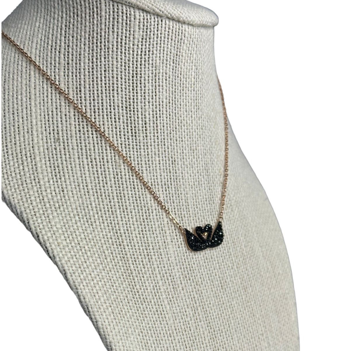 Swarovski Swarovski Iconic Swan Necklace Double Swan, Black, Rose Gold Size ONE SIZE - 2 Thumbnail
