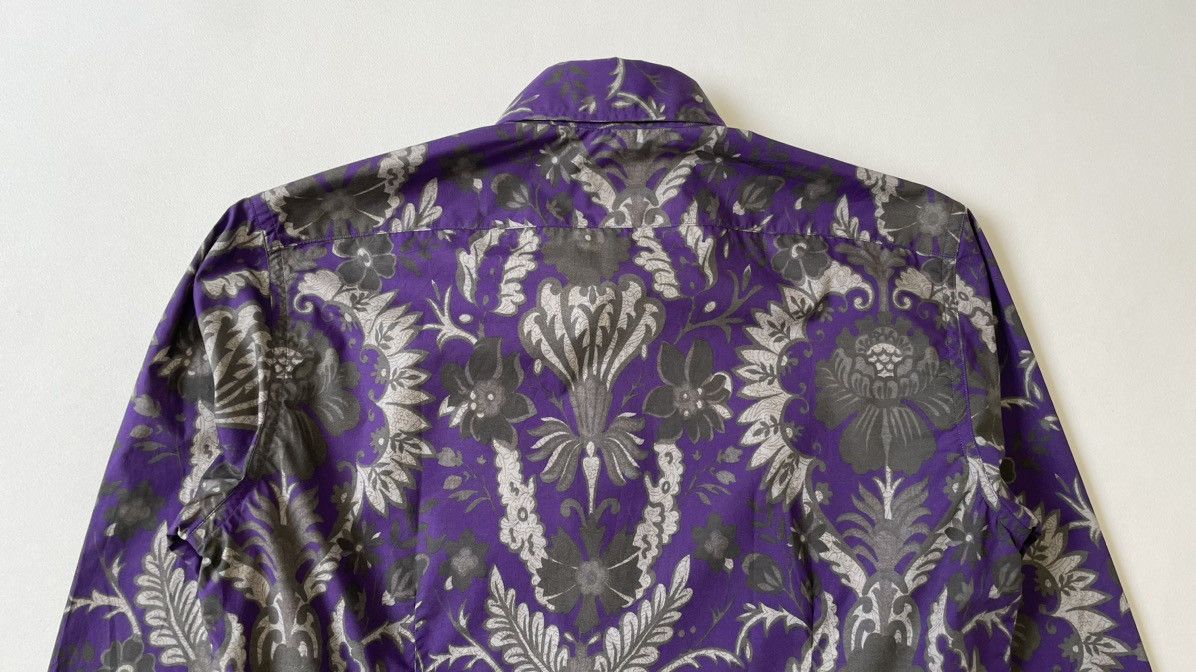 Dries Van Noten Purple / Gray Floral Print Cotton Shirt Size US M / EU 48-50 / 2 - 13 Thumbnail