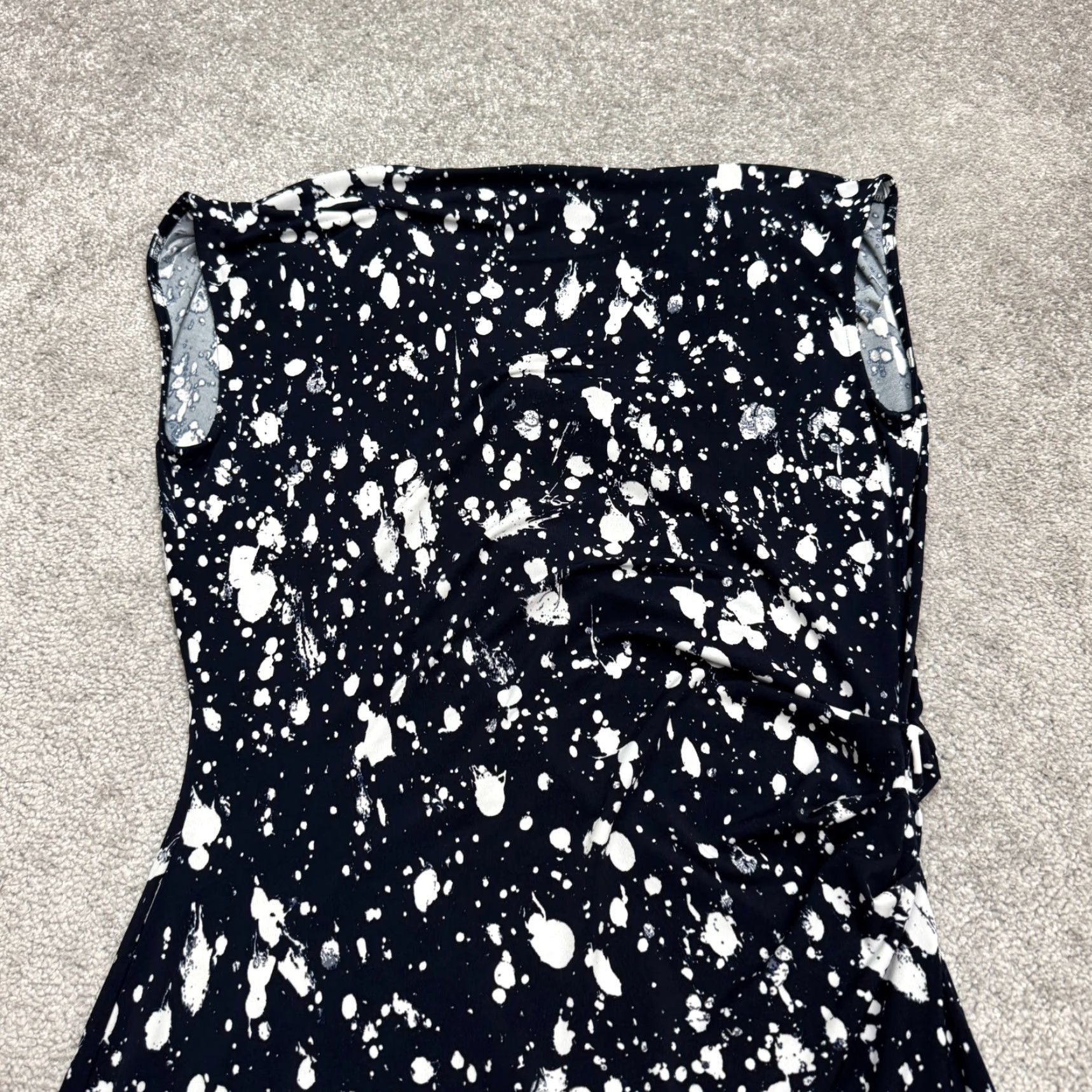 MICHAEL Michael Kors Mini Splatter Cowl Neck Navy White NWOT Medium Dress Womens