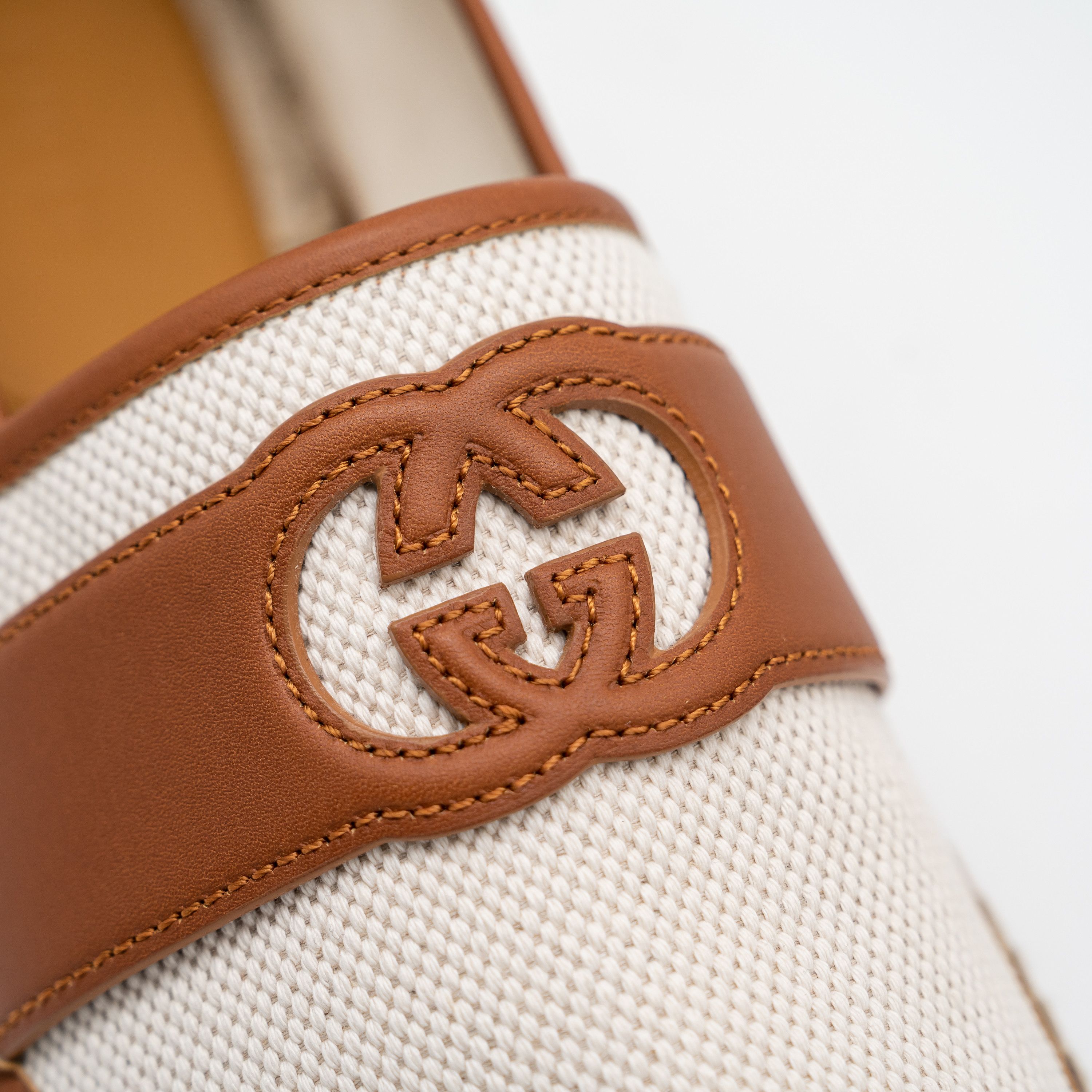 Gucci Gucci Espadrilles White Brown Leather Canvas Interlocking GG Size US 8.5 / EU 41-42 - 8 Thumbnail
