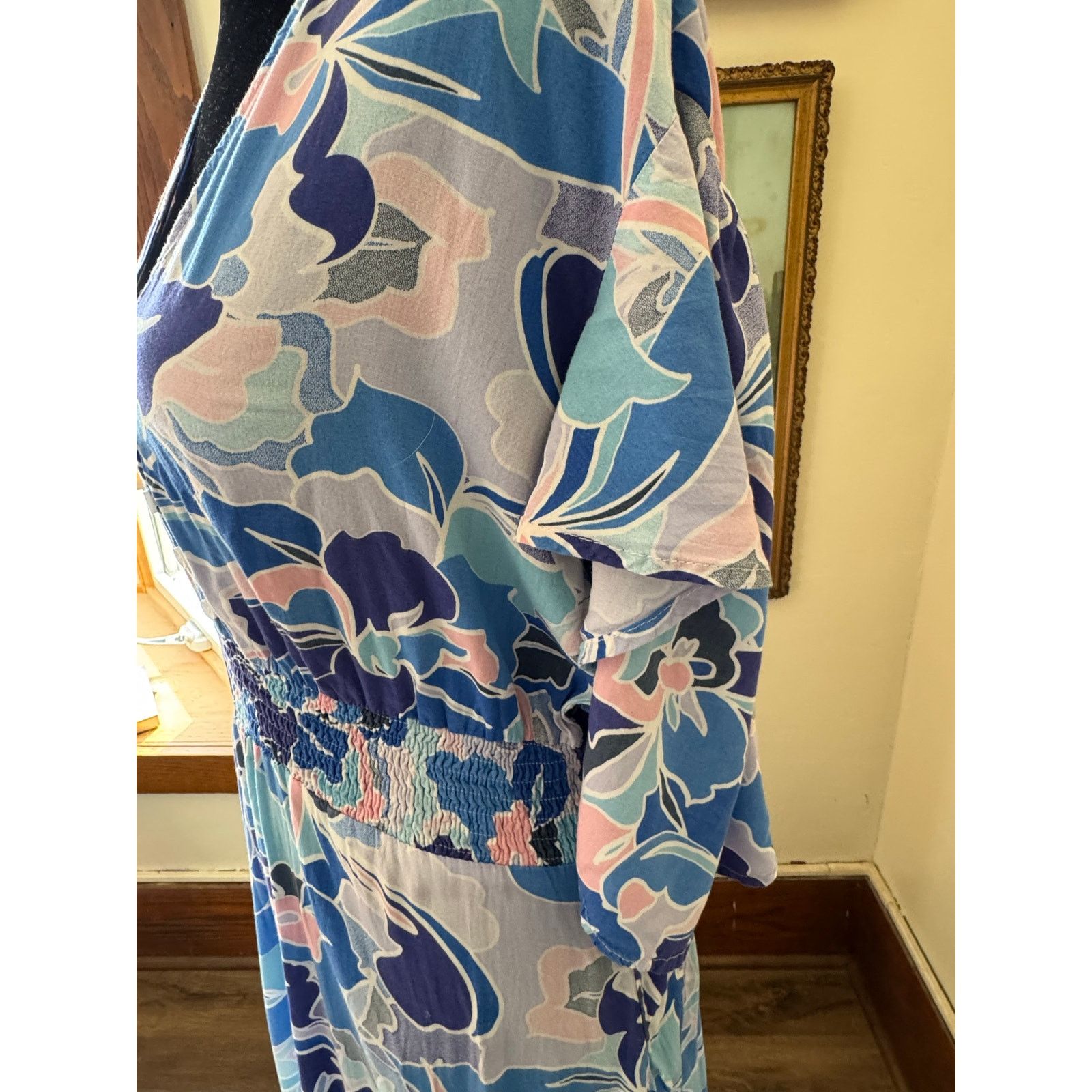 Other Abel The Label Blue Floral Maxi Dress Smocked Waist Boho M Size M / US 6-8 / IT 42-44 - 2 Thumbnail