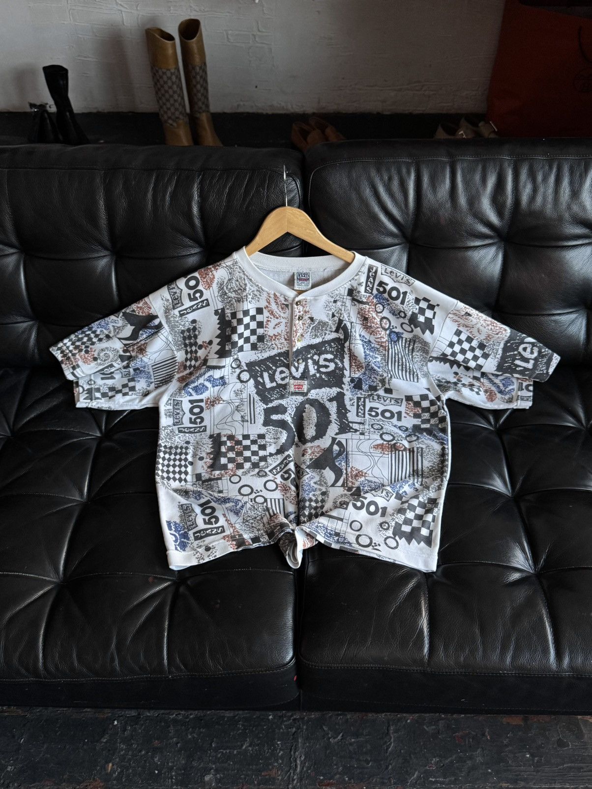 Levi's Vintage Clothing Vintage 90’s Levi’s 501 All Over Print Button Up Shirt USA Size US M / EU 48-50 / 2 - 17 Thumbnail