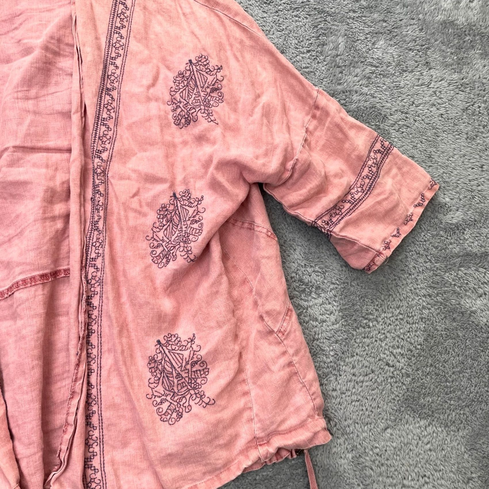 Pinko VINTAGE XCVI Jacket Womens L Pink Linen Embroidered Boho City Basic Short 3/4 Sleeve Seasonal Indoor/outdoor Size L / US 10 / IT 46 - 5 Thumbnail