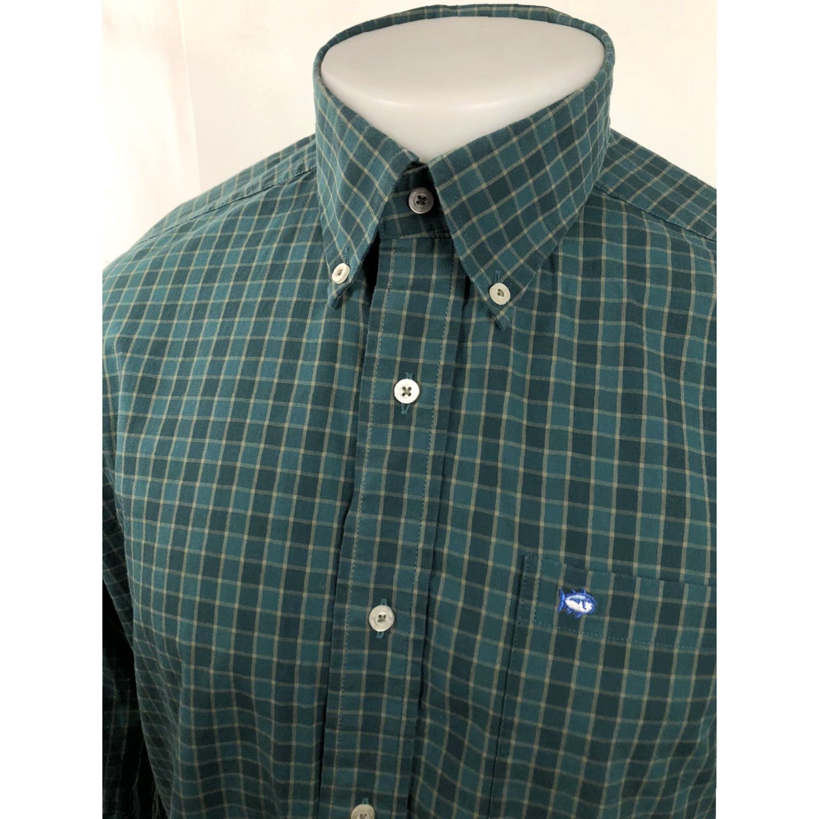 Southern Tide SOUTHERN TIDE Classic Fit Button-Up M Shirt Fish Embroidered Plaid Green/Tan Military/Logo? Size US M / EU 48-50 / 2 - 3 Thumbnail