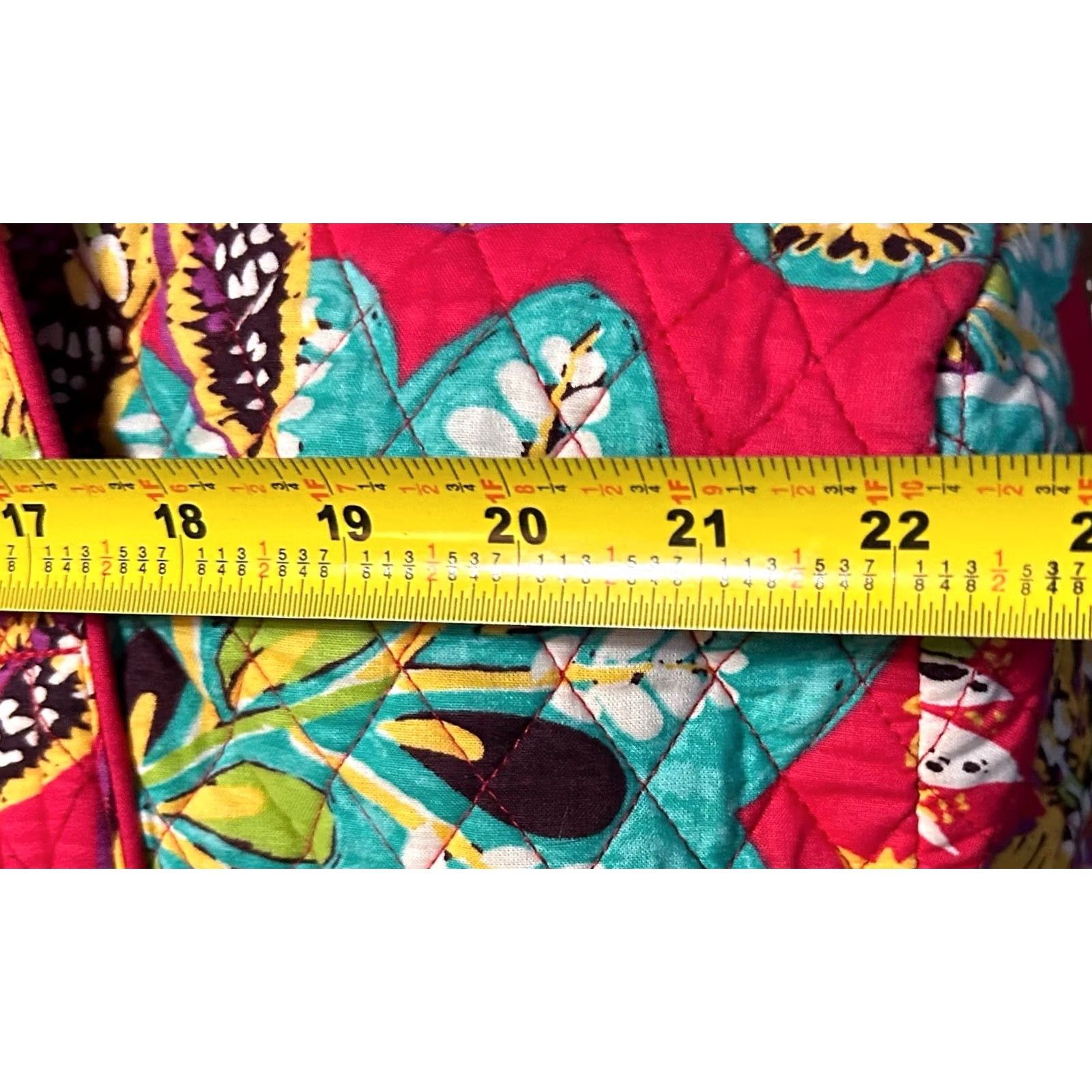 Vintage Vera Bradley Weekender Large Travel Duffel Bag Rumba Red Teal Floral Women's Luggage - Symphony In Hue Pattern Quilted Bag Size ONE SIZE - 5 Thumbnail