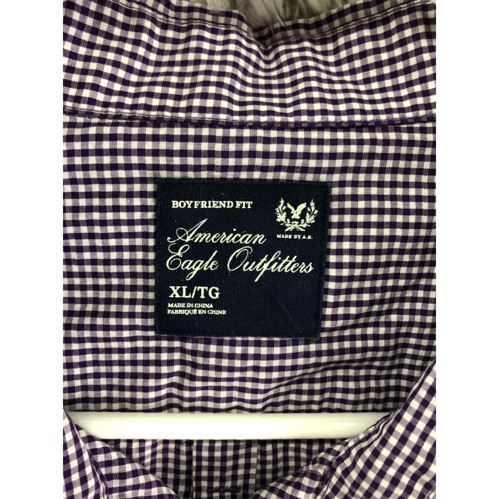 American Eagle Outfitters American Eagle Mens XL Purple Plaid Long Sleeve Spread Collar Shirt Size US XL / EU 56 / 4 - 6 Thumbnail