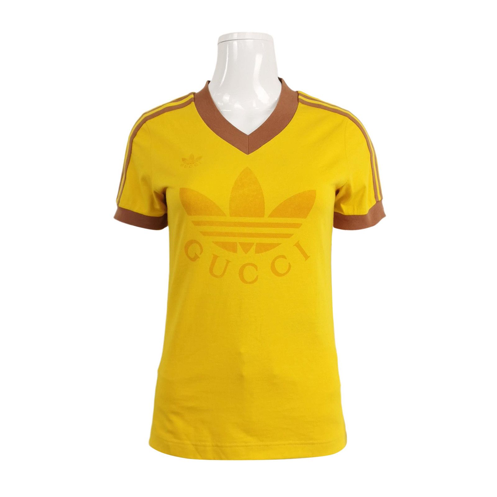 Gucci Gucci x Adidas Logo V-Neck T-Shirt Size XS Size XS / US 0-2 / IT 36-38 - 1 Thumbnail
