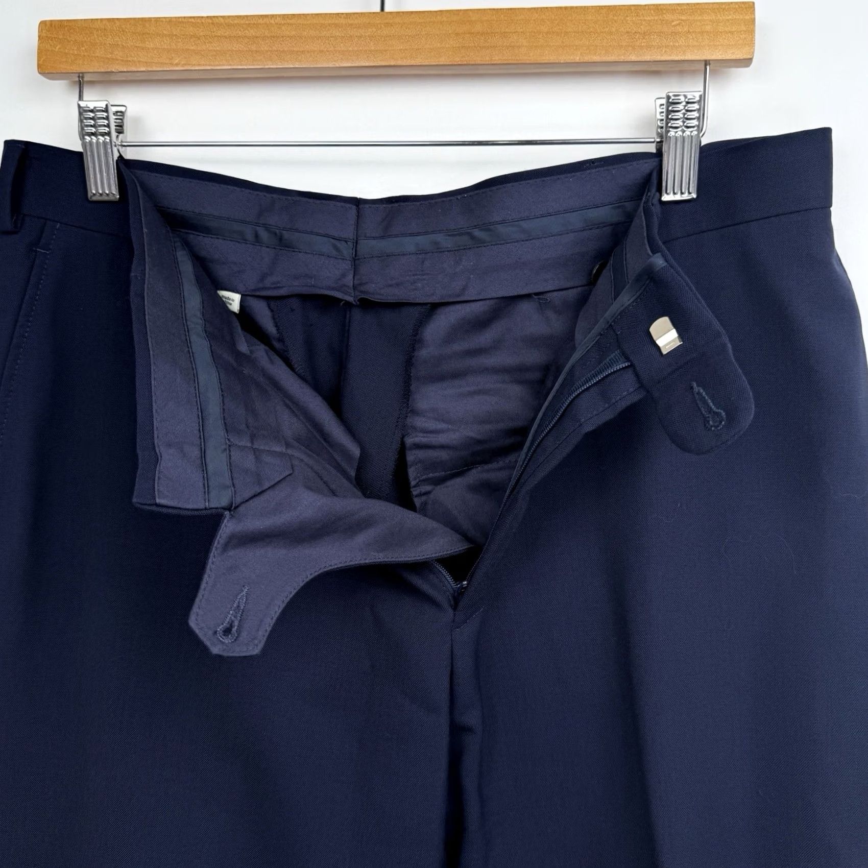 Suitsupply Suitsupply Pants Mens 36 Regular Wool Dress Pants Navy Blue 100% Wool Flat Front Zip Pockets Straight Leg City Wedding Size 36R - 7 Thumbnail