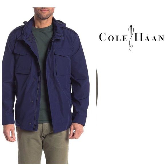 Cole Haan Cole Haan Mens Blue Hooded Pockets Field Parka Utility Jacke Size US XL / EU 56 / 4 - 4 Thumbnail